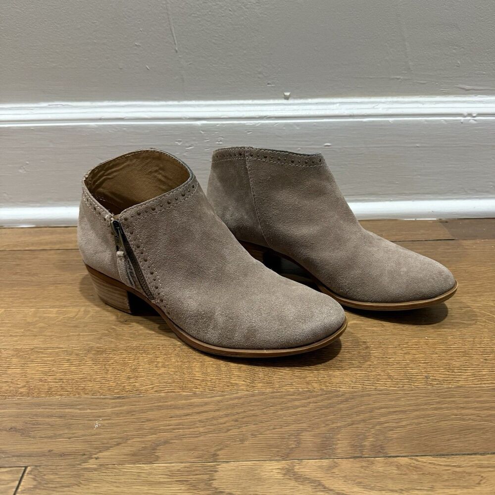 Lucky Brand Leather Benna Tan Ankle Boot Bootie Slip On Size 7.5 Women's